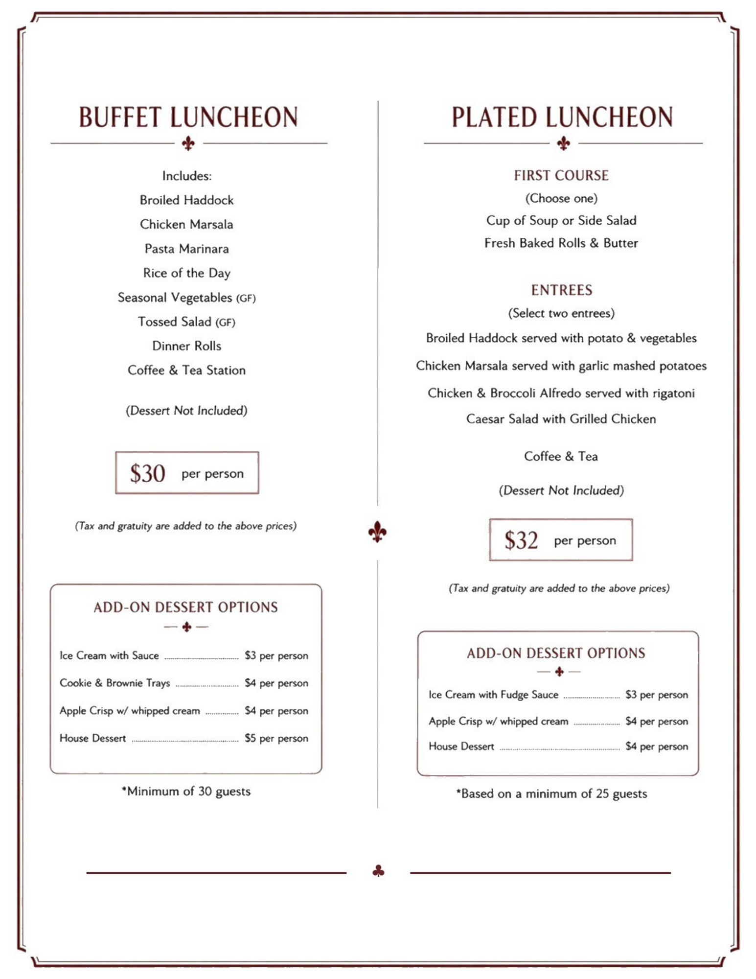banquet menu scan
