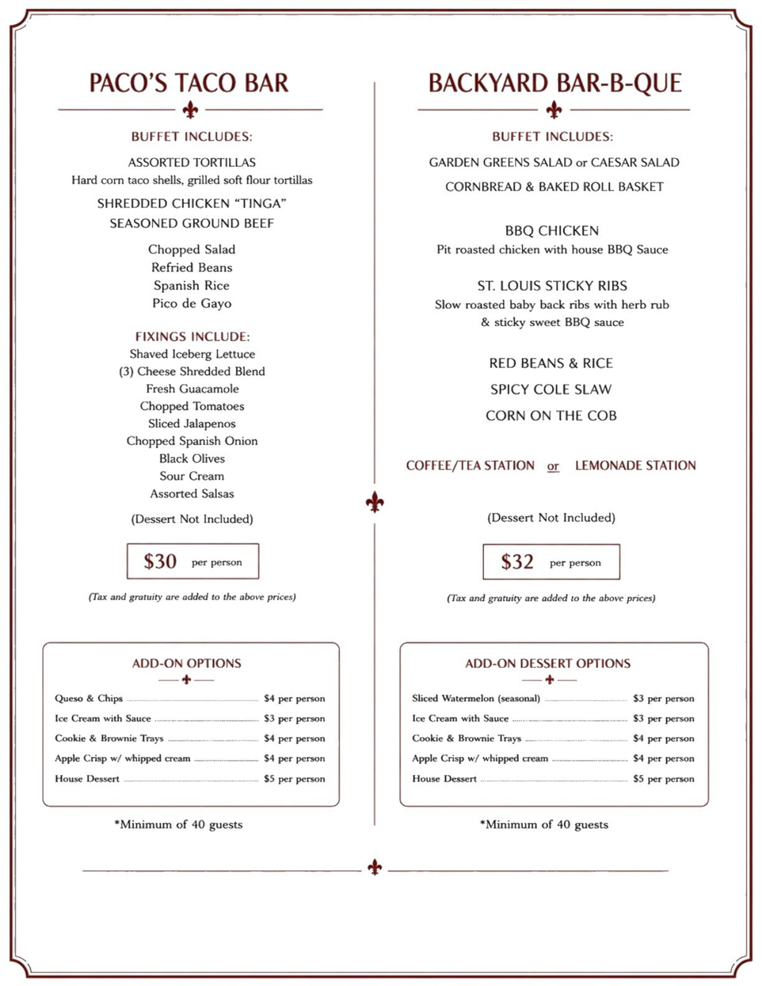 banquet menu scan