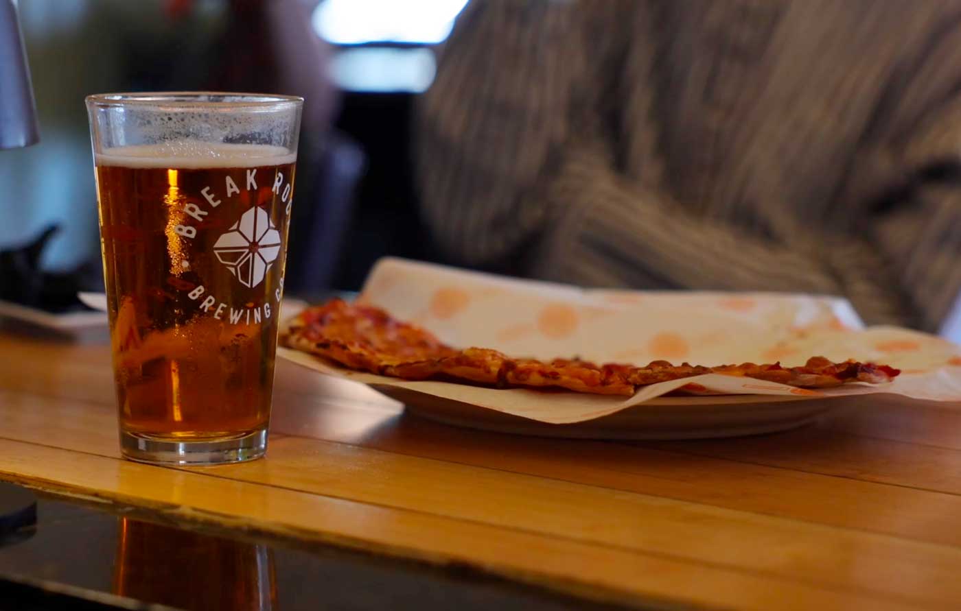 pizza and a beer