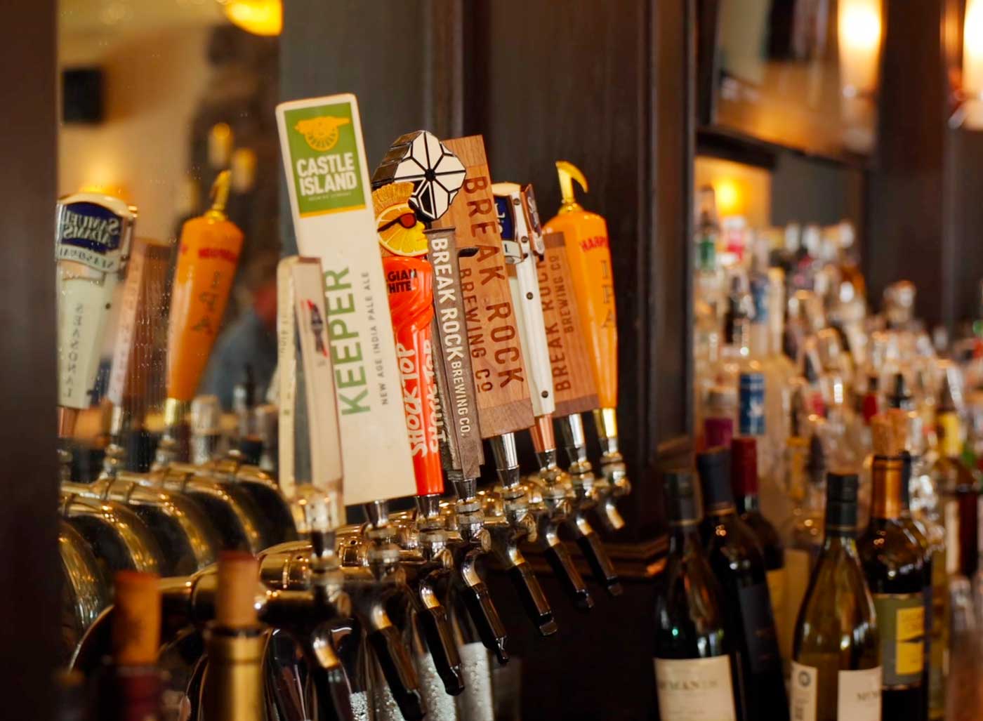 beer taps at the bar